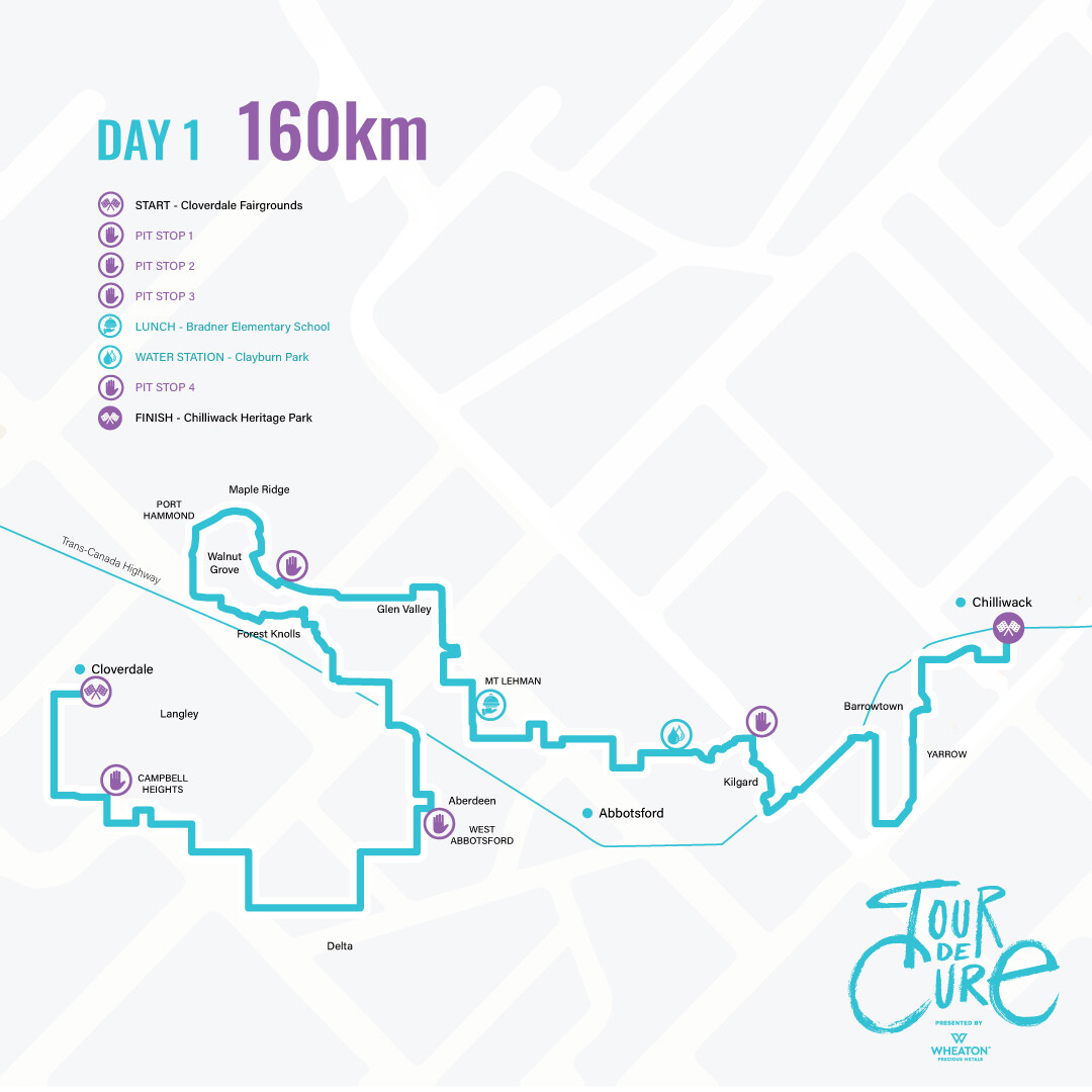 Tour de Cure 2024 - Day 1 Challenge Route