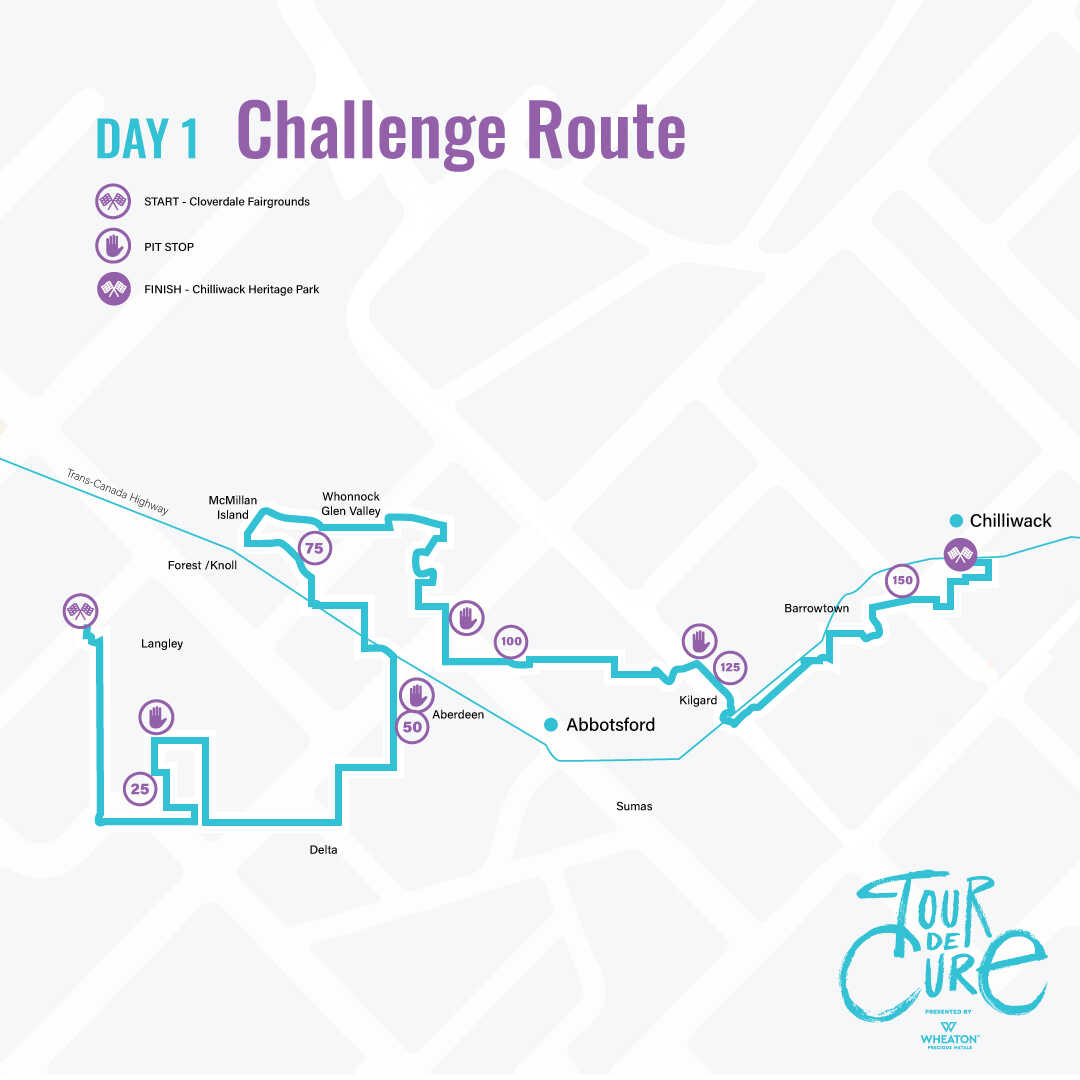Tour de Cure 2023 - Day 1 Challenge Route